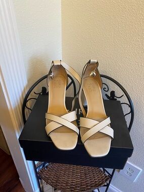 Naturalizer Ivory Cross-Strap Slingback Heels
